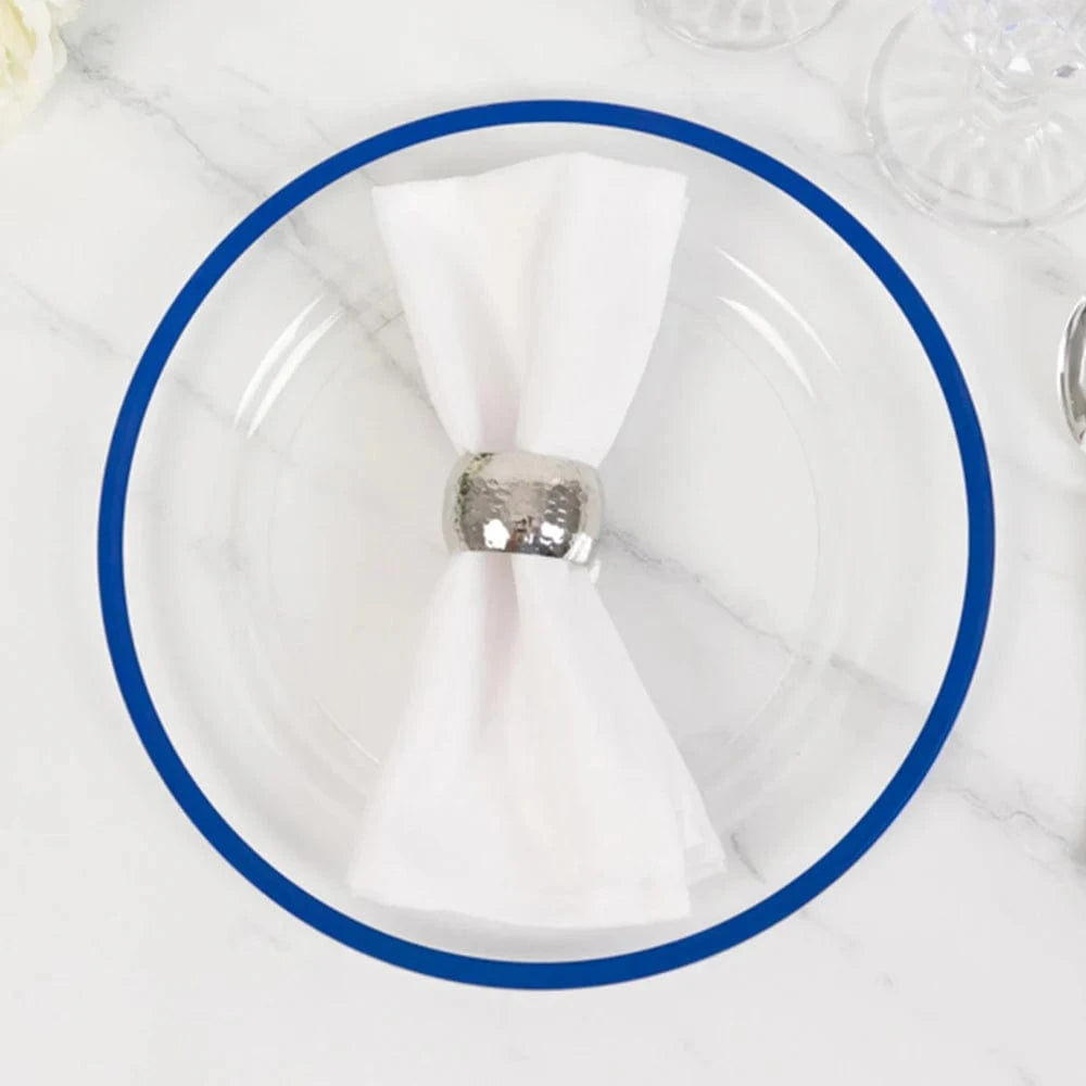 10 Disposable Round Plastic Dessert Plates with Gold Rim