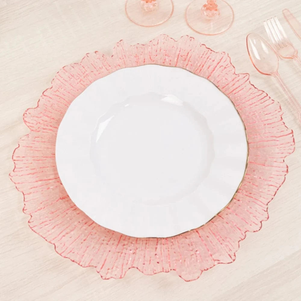 6 pcs 13 in Round Textured Acrylic Charger Plates