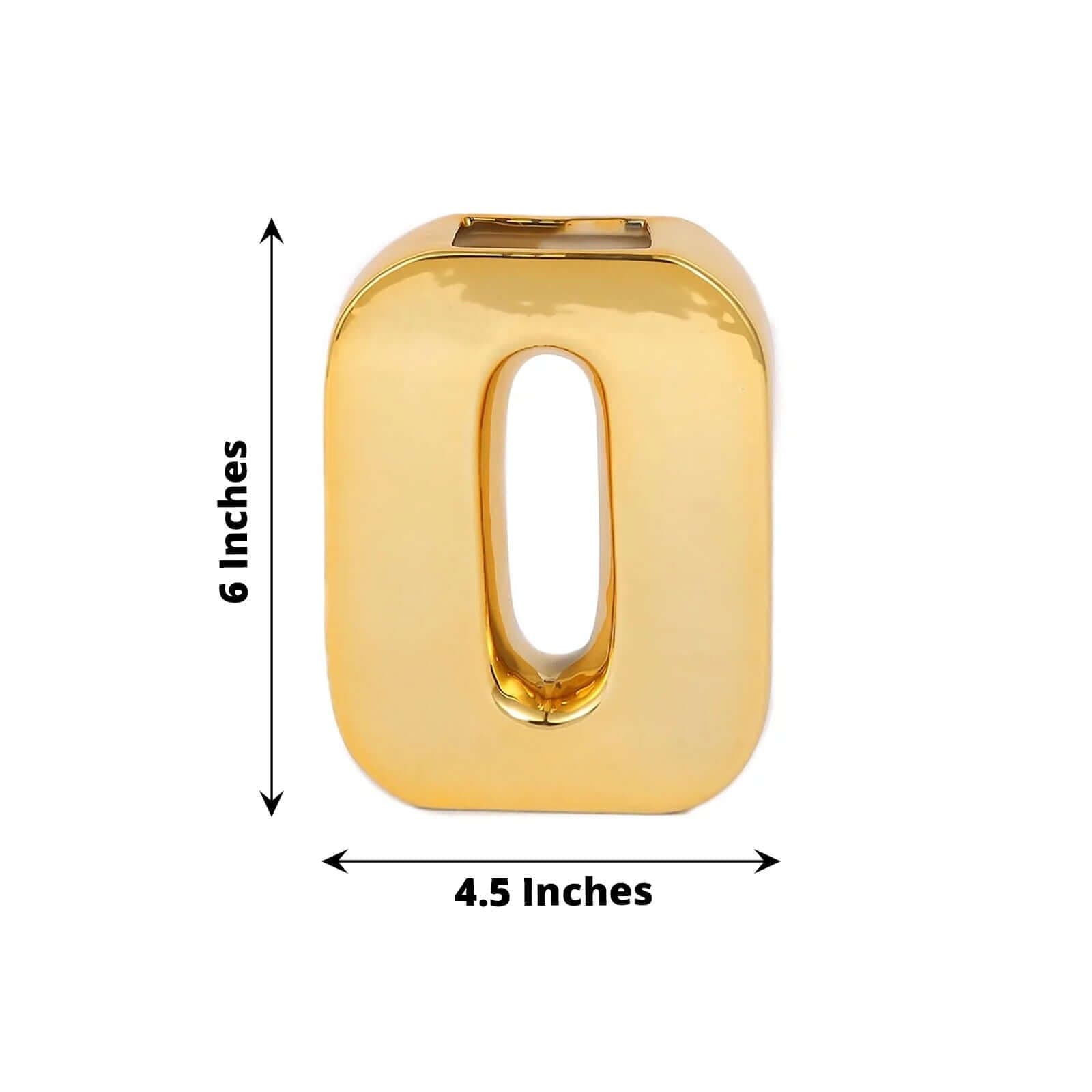 6 in Gold Metallic Letters and Symbols Ceramic Flower Vase Centerpiece