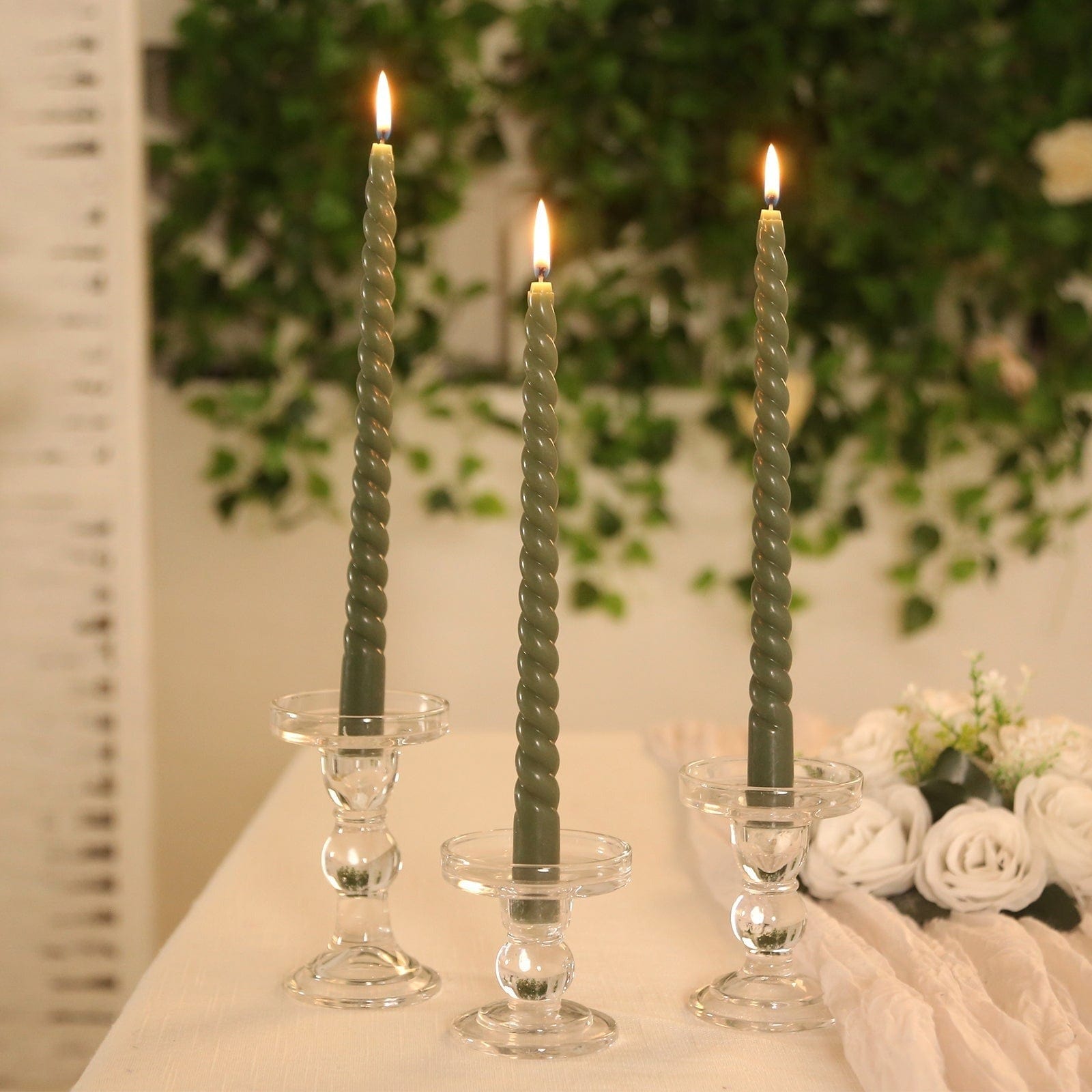 12 Unscented 11 in Long Spiral Premium Wax Taper Candles