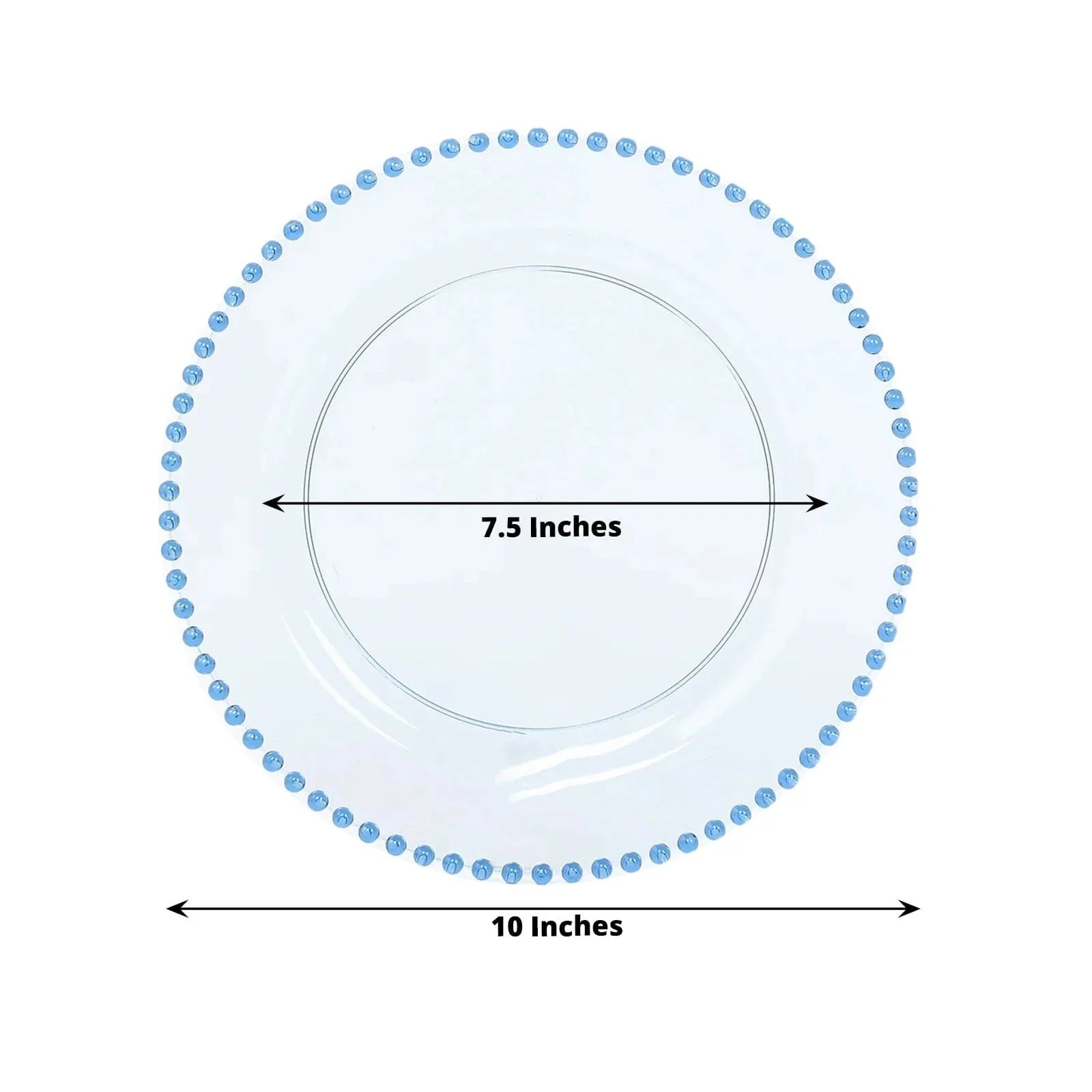 10 Round Disposable Plastic Salad and Dinner Plates with Beaded Trim