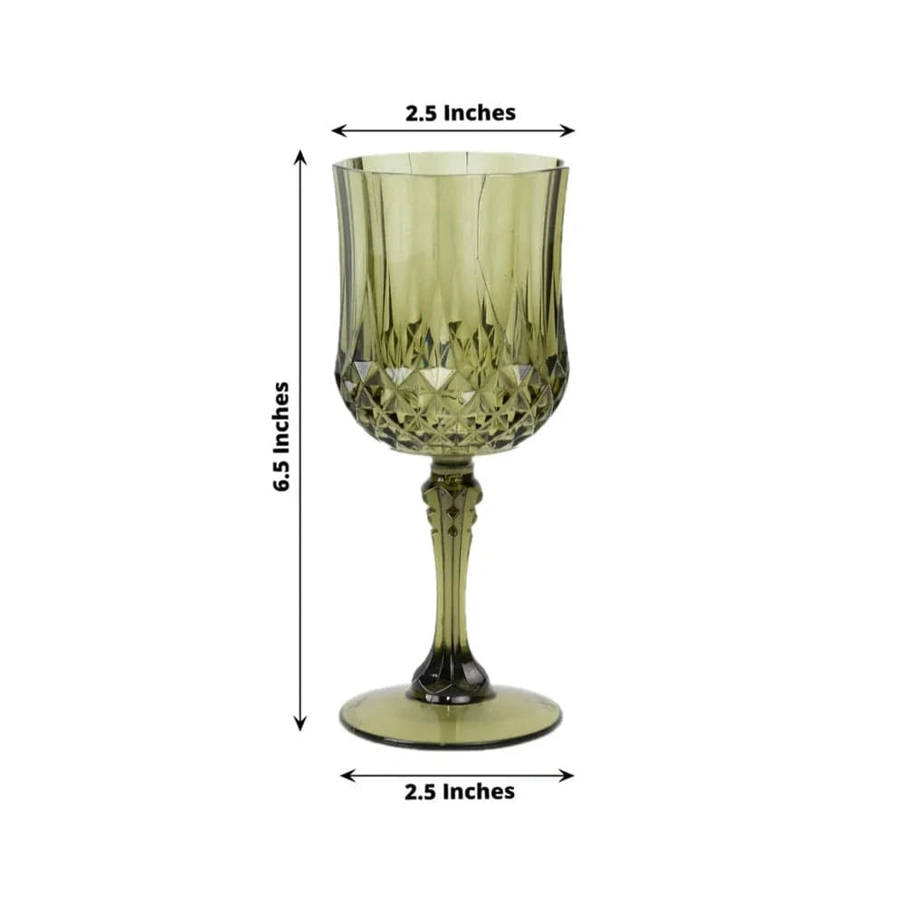 6 Disposable 8 oz Crystal Cut Goblets Plastic Wine Glasses