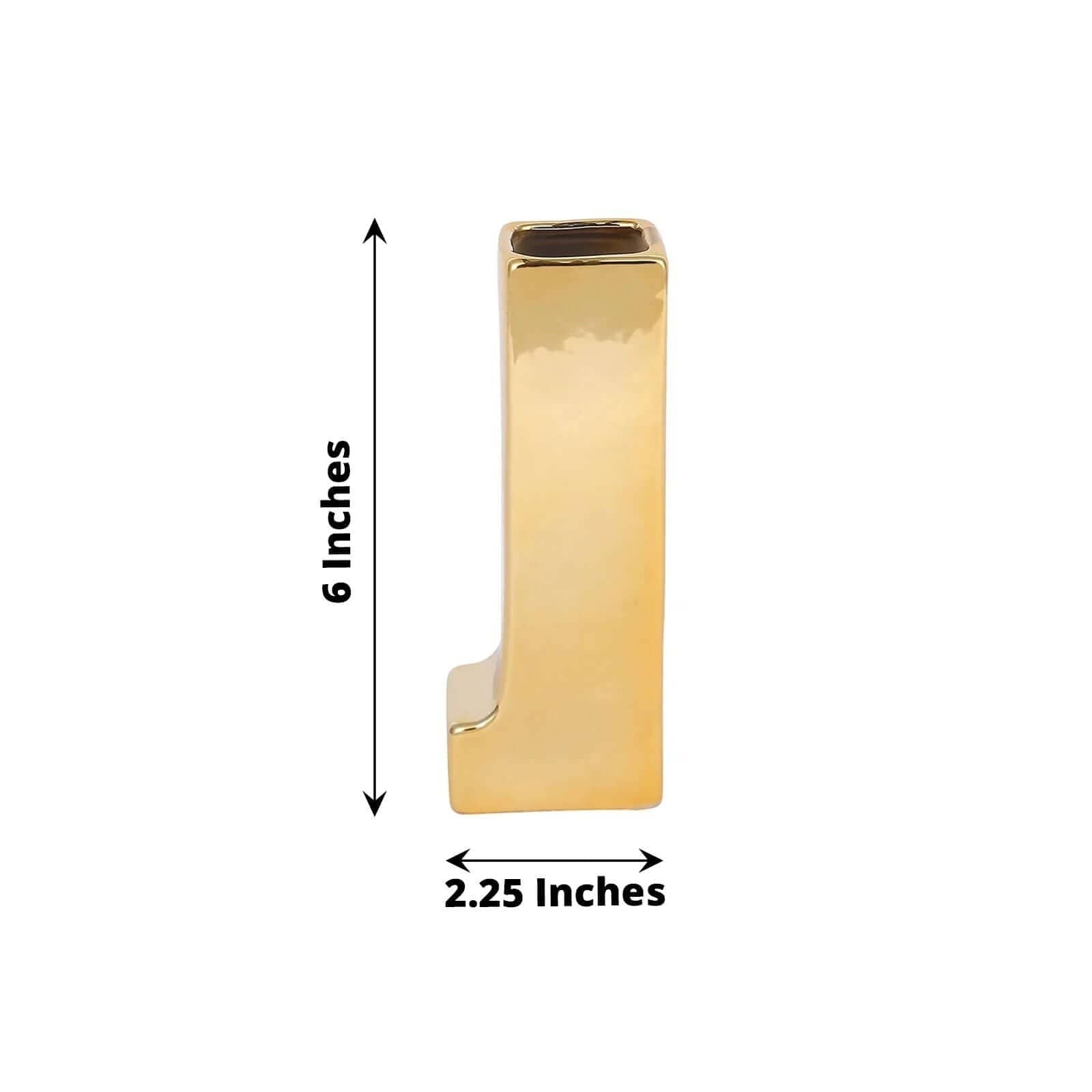 6 in Gold Metallic Letters and Symbols Ceramic Flower Vase Centerpiece