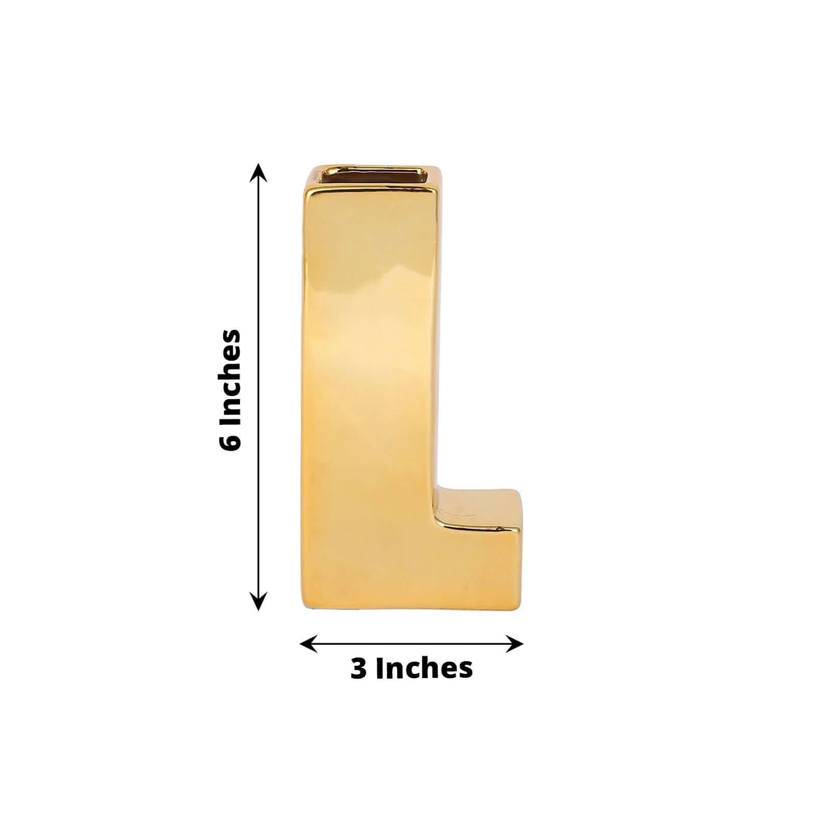 6 in Gold Metallic Letters and Symbols Ceramic Flower Vase Centerpiece