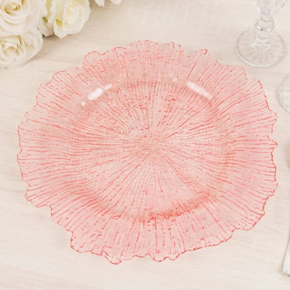 6 pcs 13 in Round Textured Acrylic Charger Plates