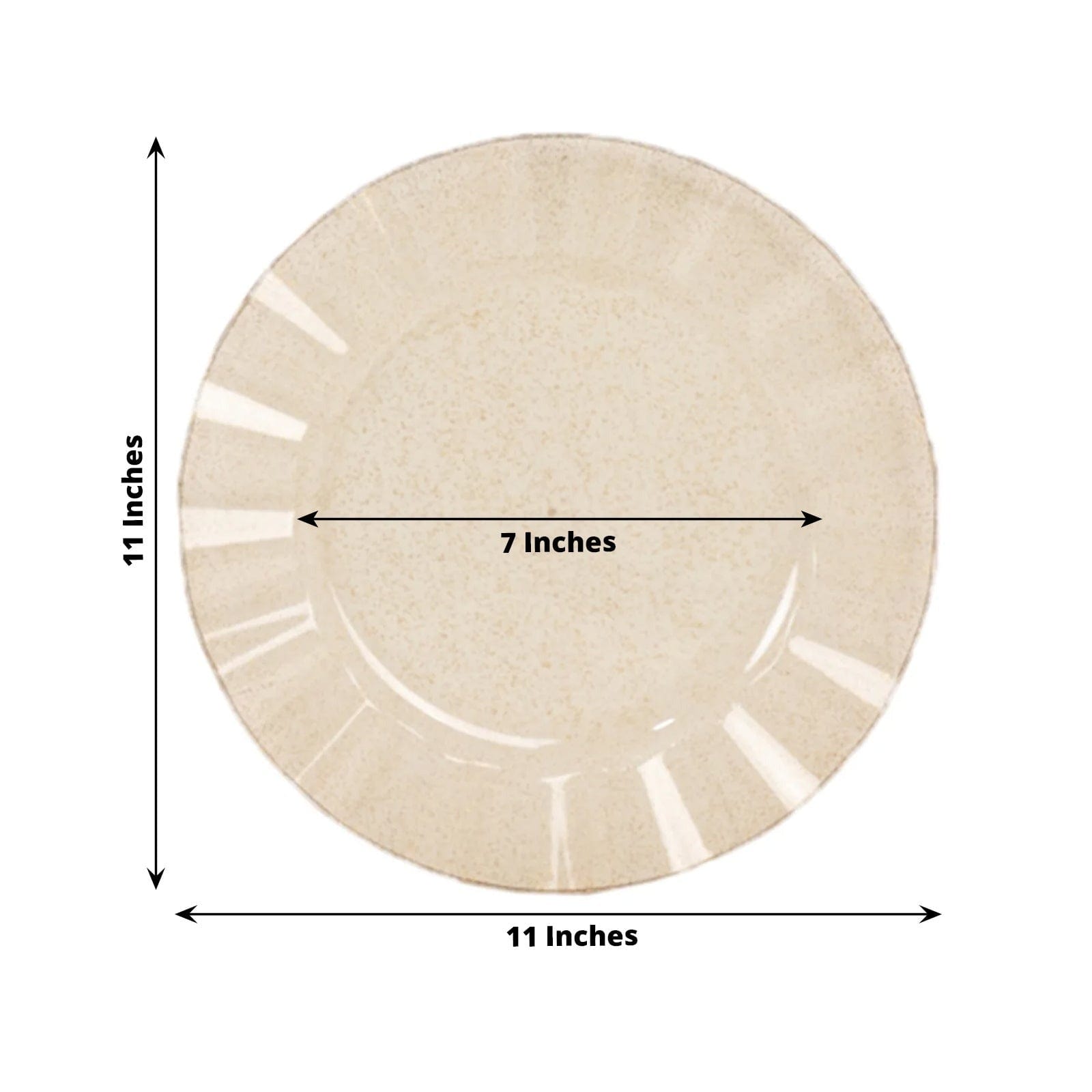 10 Round Disposable Salad Dinner Plastic Plates with Gold Wavy Trim