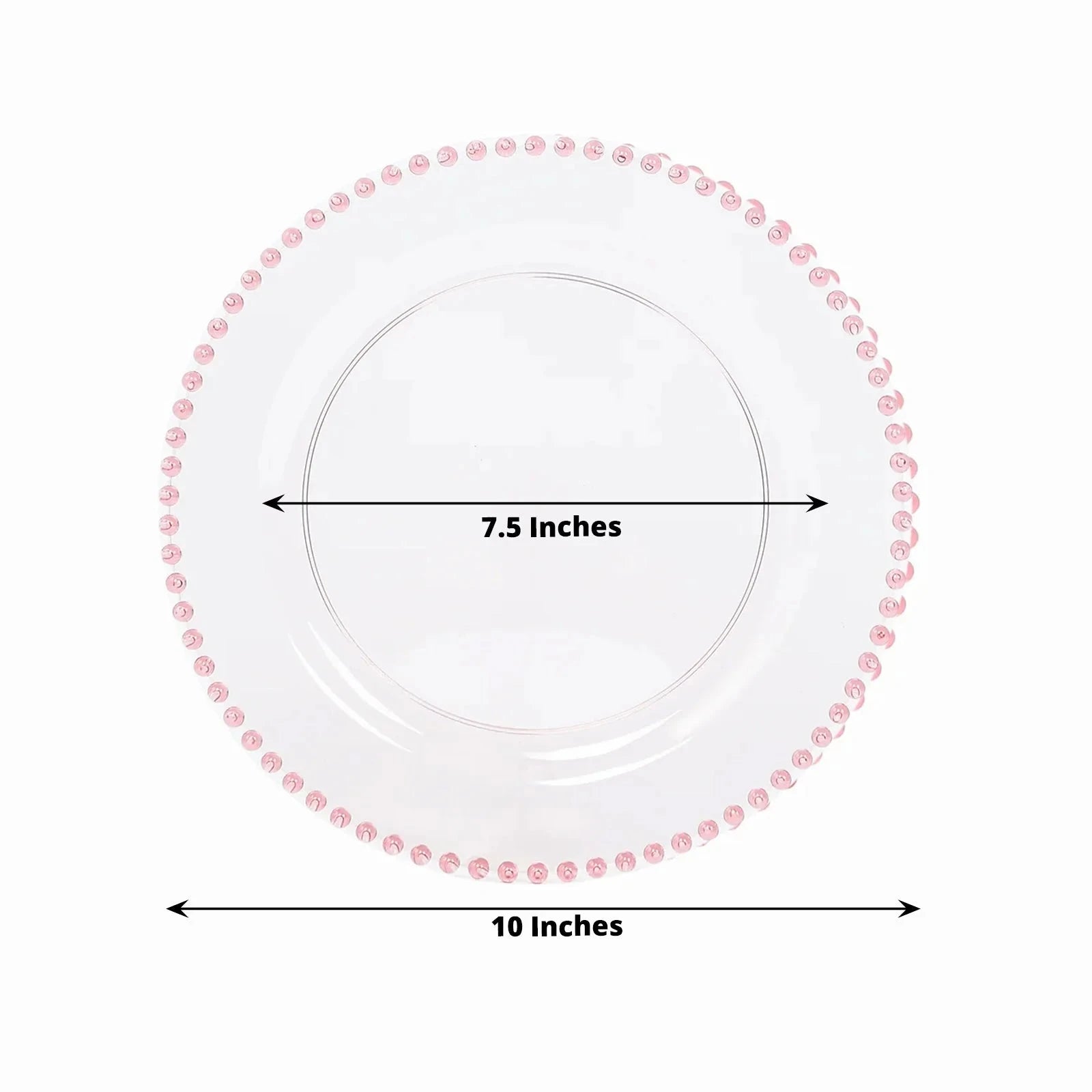 10 Round Disposable Plastic Salad and Dinner Plates with Beaded Trim