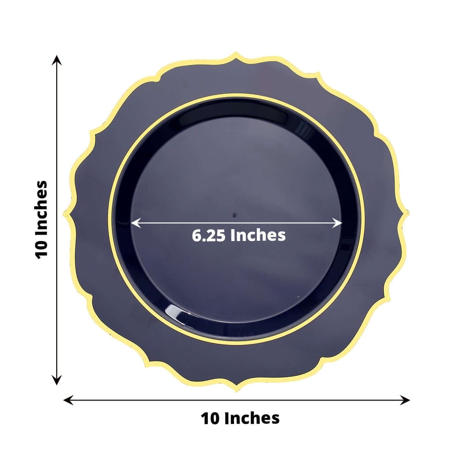 10 pcs 10 in Disposable Plastic Dinner Plates With Scalloped Rim