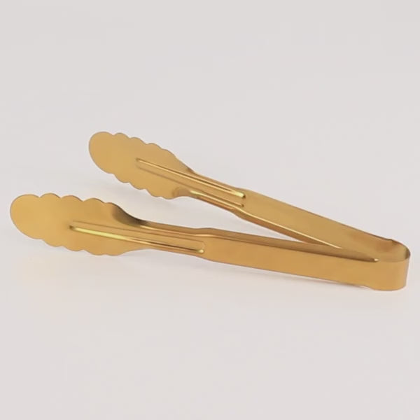 10 Metal 9.5 in Serving Tongs with Scalloped Edge