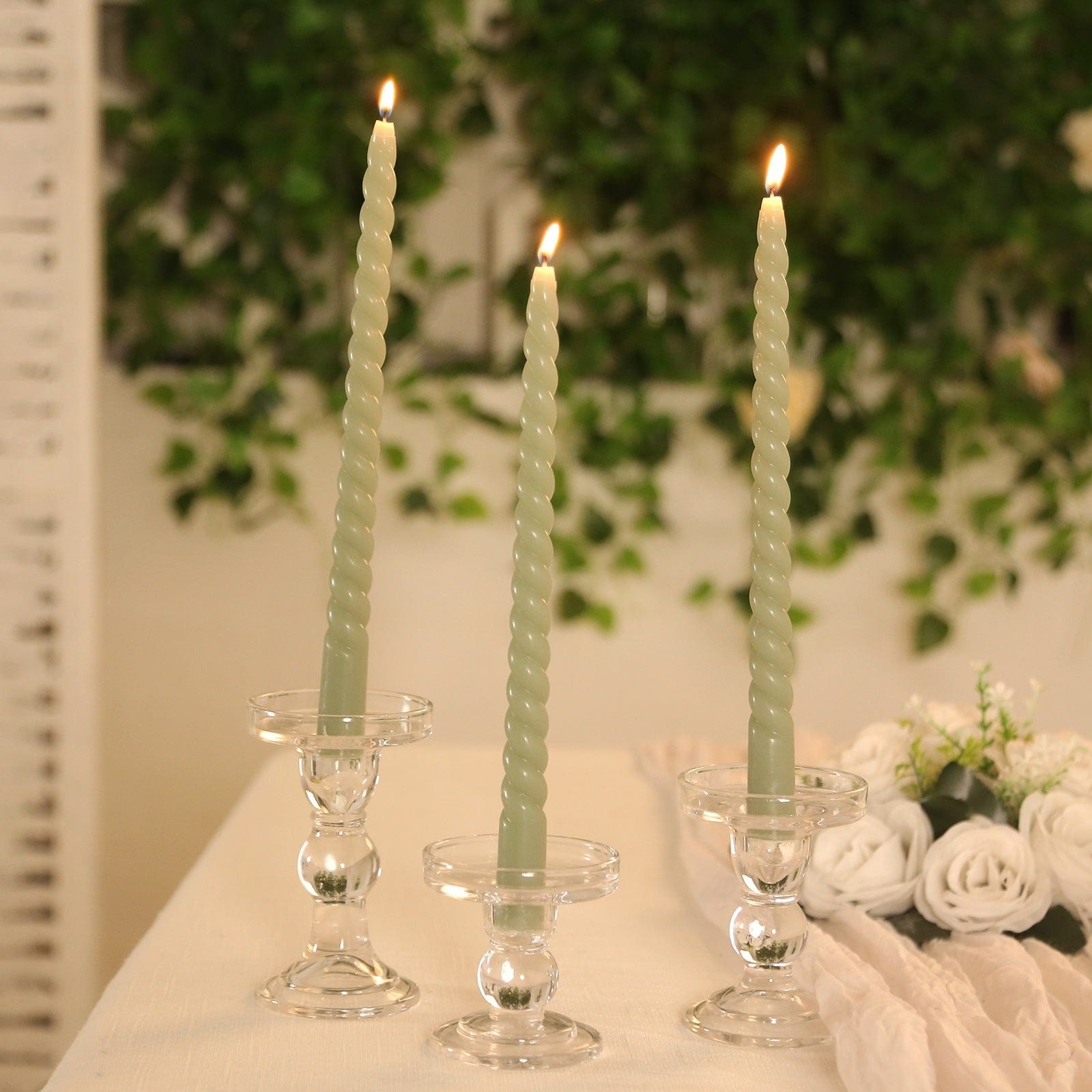 12 Unscented 11 in Long Spiral Premium Wax Taper Candles