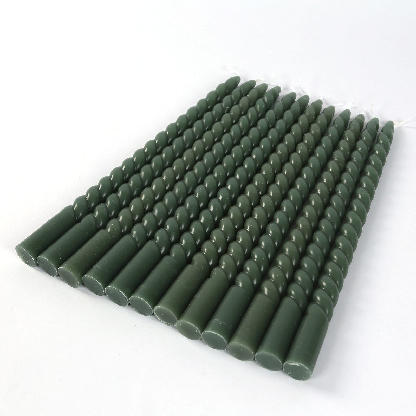 12 Unscented 11 in Long Spiral Premium Wax Taper Candles
