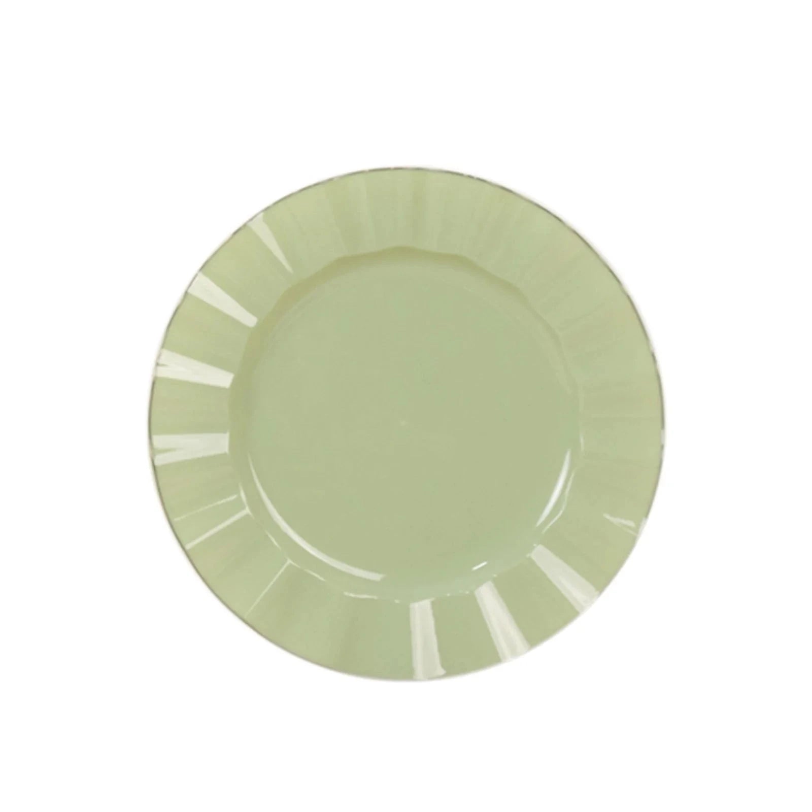 10 Round Disposable Salad Dinner Plastic Plates with Gold Wavy Trim