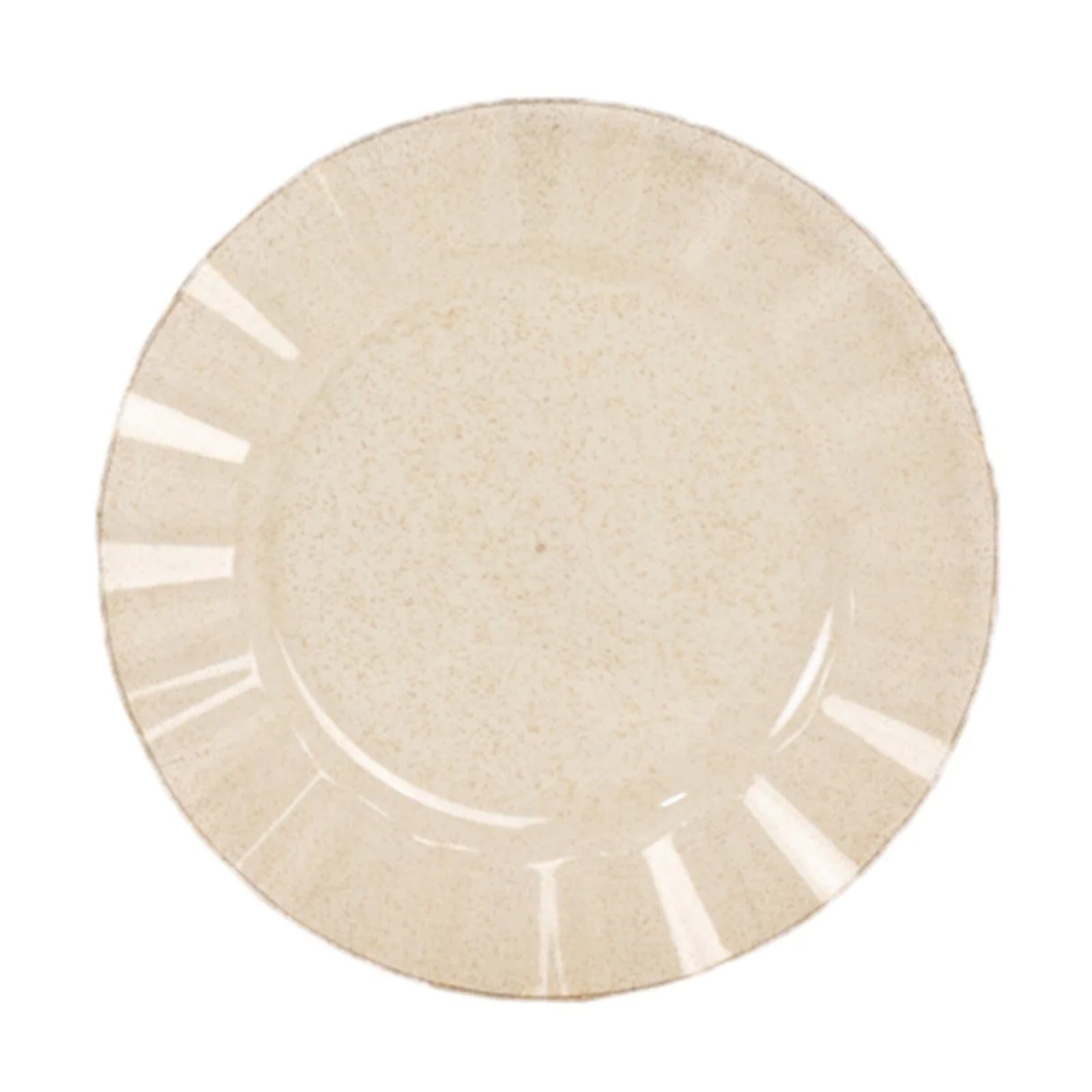 10 Round Disposable Salad Dinner Plastic Plates with Gold Wavy Trim