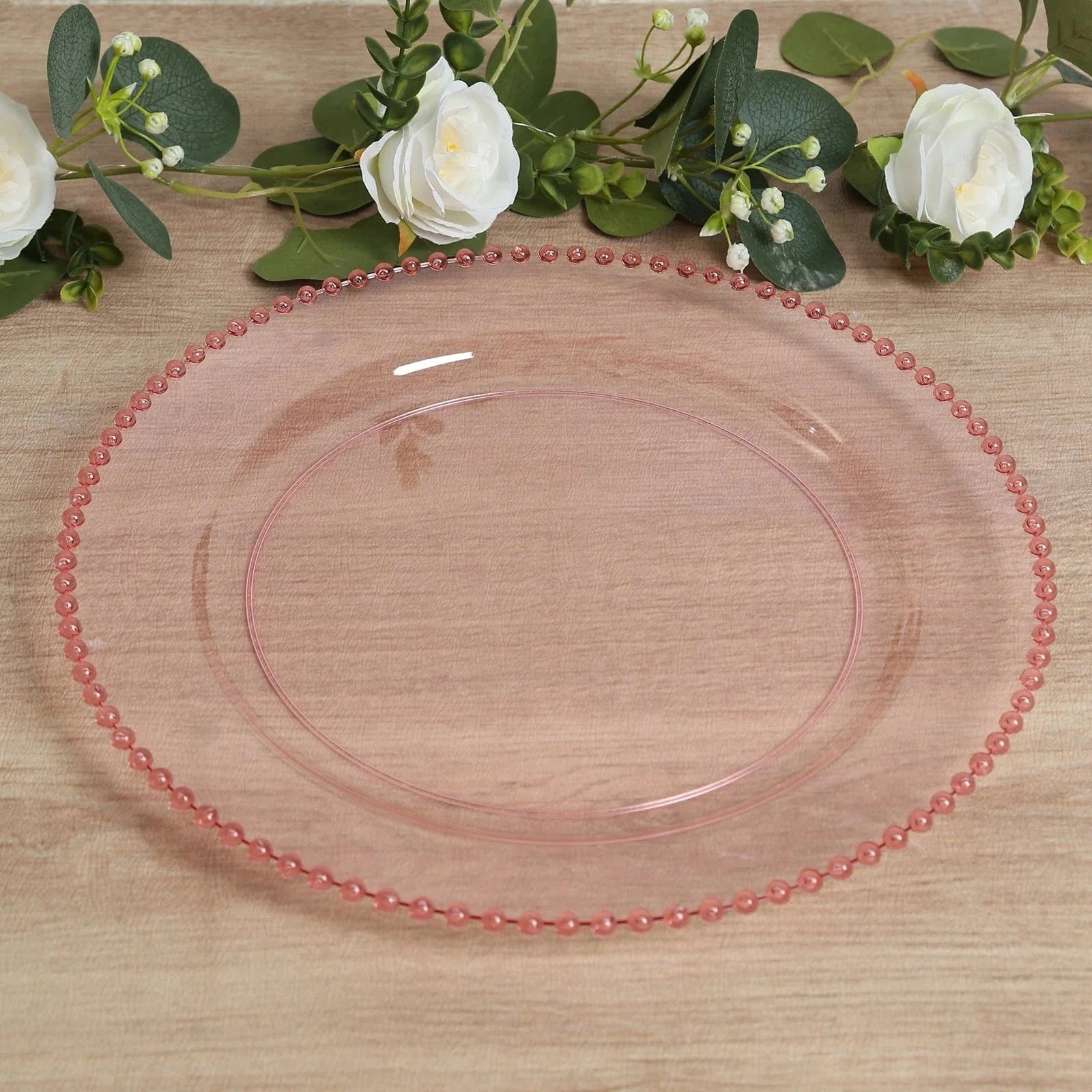 10 Round 13 in Plastic Charger Plates with Beaded Rim