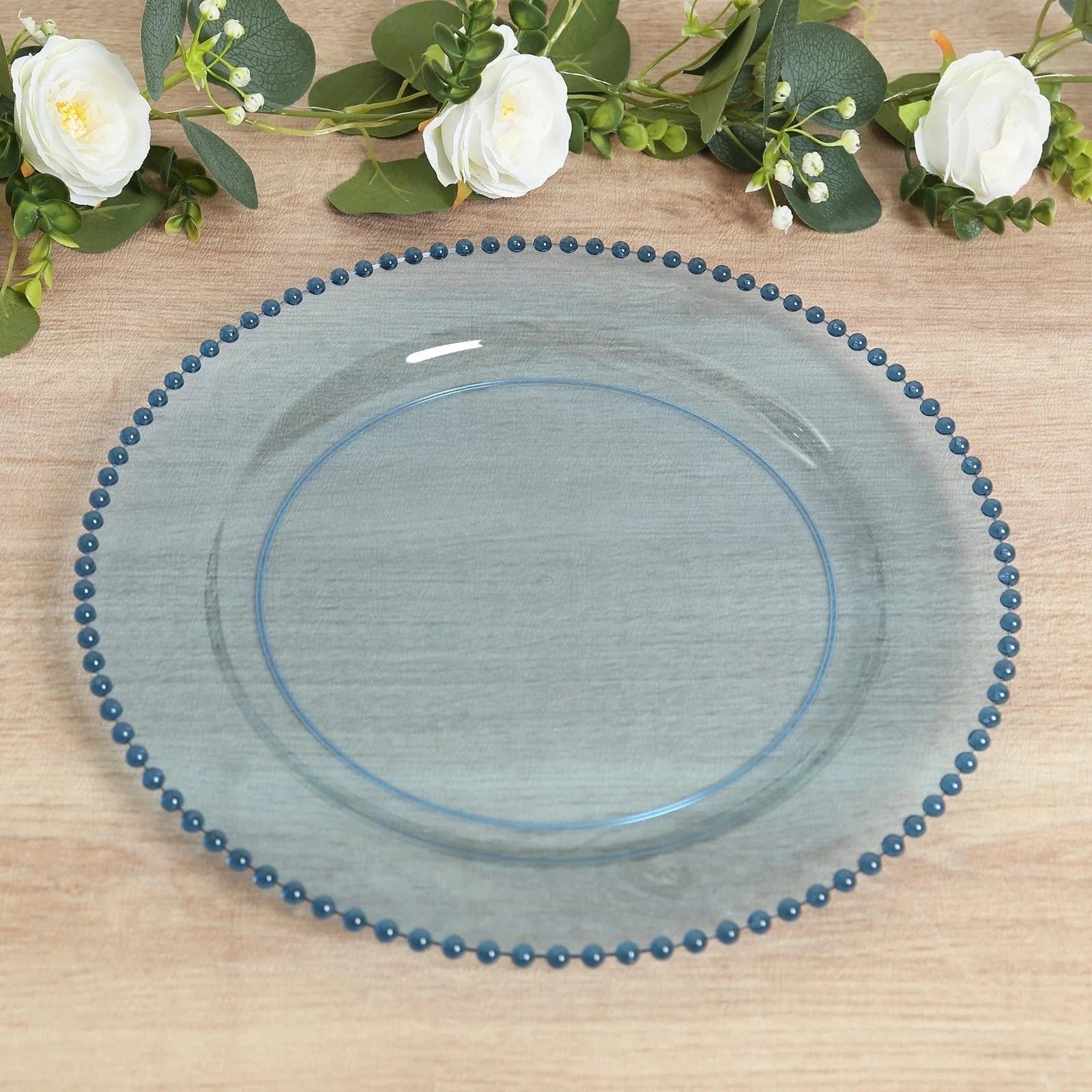 10 Round 13 in Plastic Charger Plates with Beaded Rim