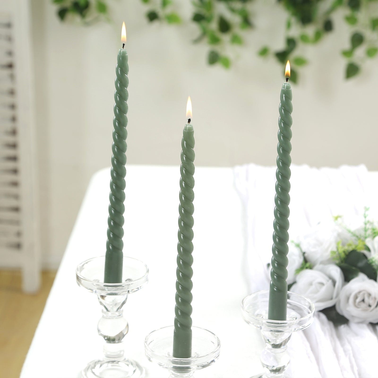 12 Unscented 11 in Long Spiral Premium Wax Taper Candles