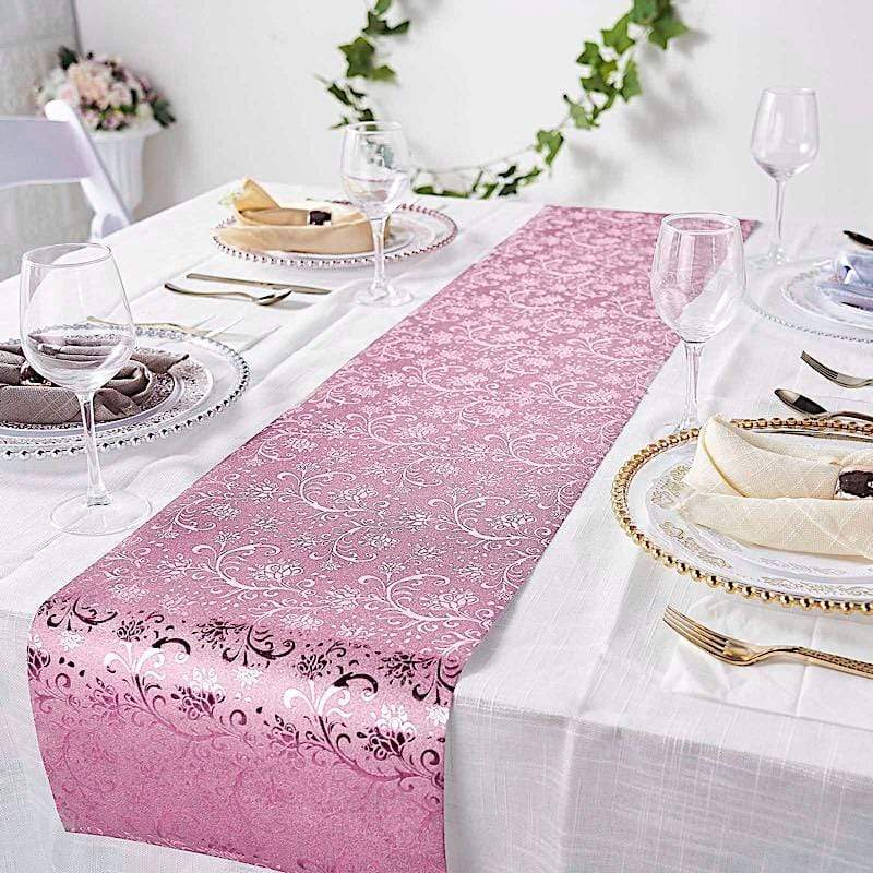 12x108 in Glitter Floral Design Paper Disposable Table Runner