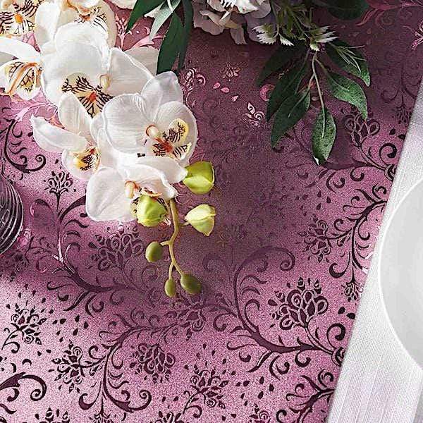 12x108 in Glitter Floral Design Paper Disposable Table Runner