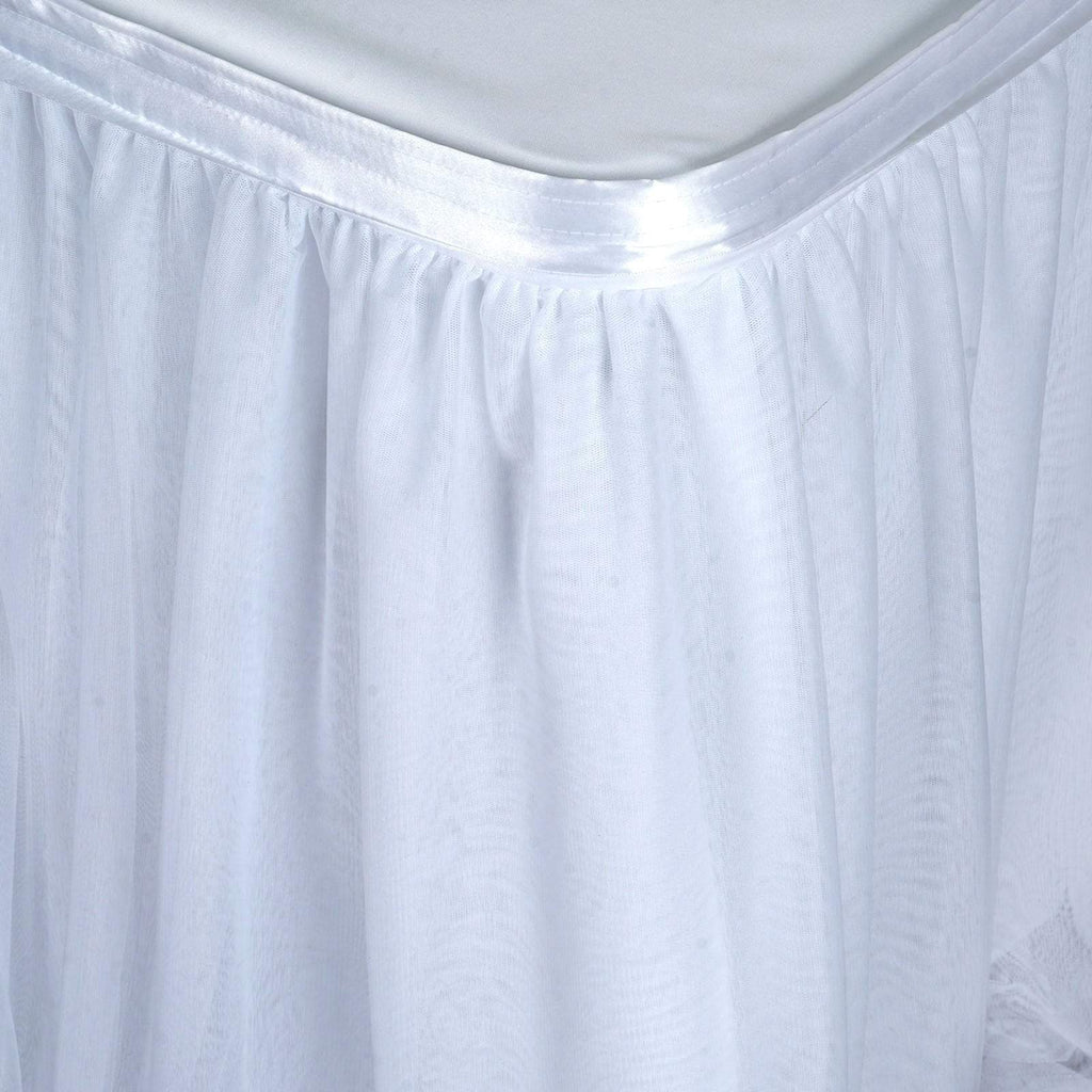 17 feet x 29" White Table Skirt with 3 Layered Tulle