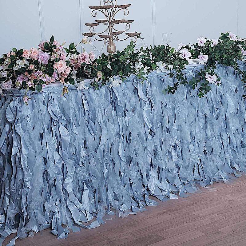 17 feet x 29" Navy Blue Curly Waves Taffeta Table Skirt