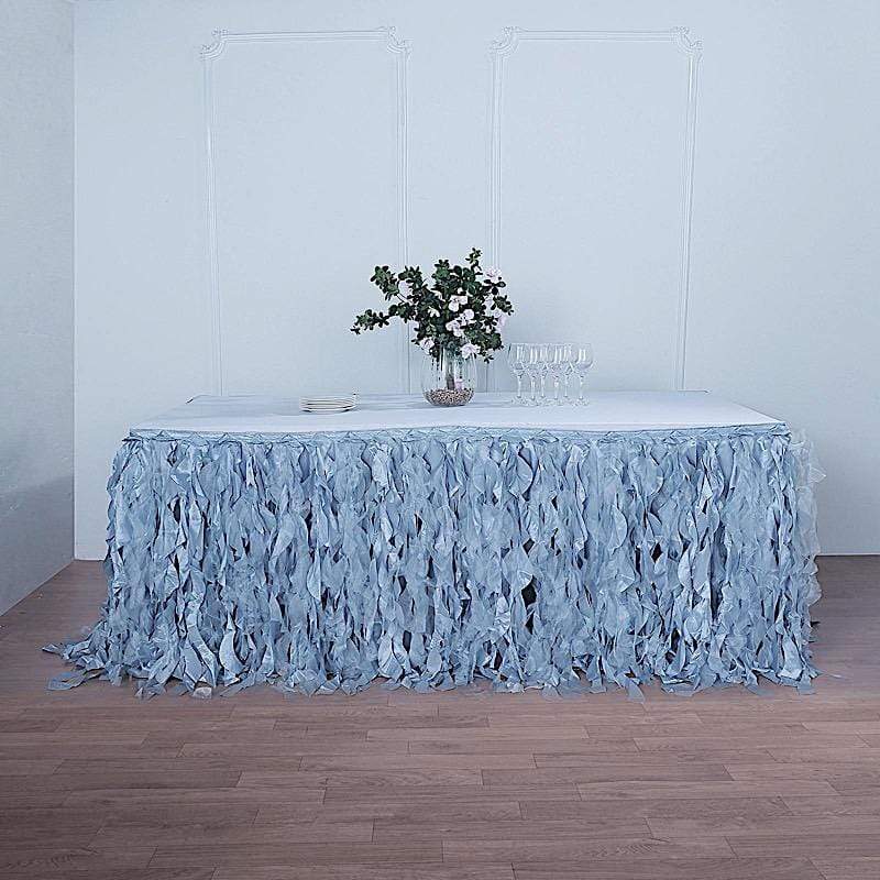 14 feet x 29" Ivory Сurly Waves Taffeta Table Skirt