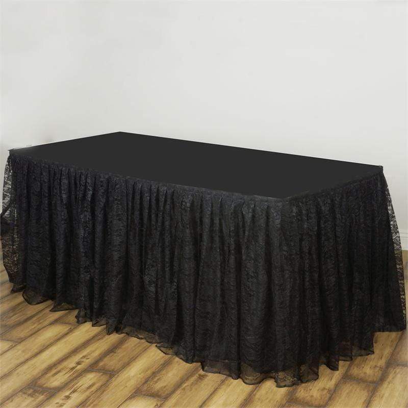 21 feet x 29" Black Lace Banquet Table Skirt