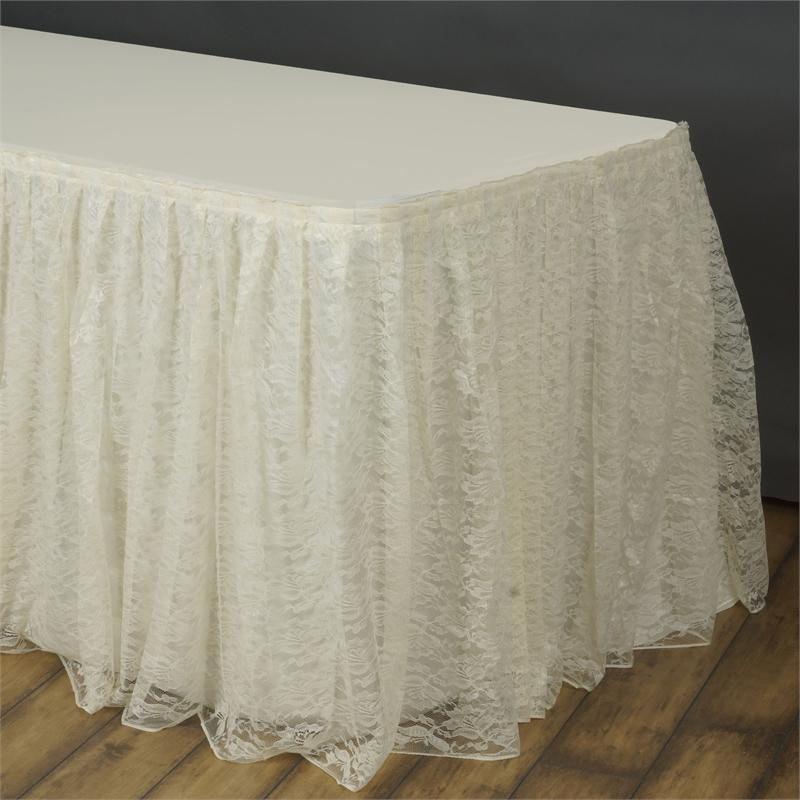 14 feet x 29" Ivory Lace Banquet Table Skirt