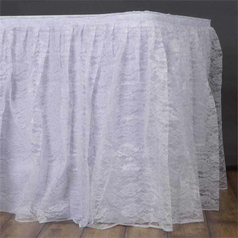 17 feet x 29" White Lace Banquet Table Skirt