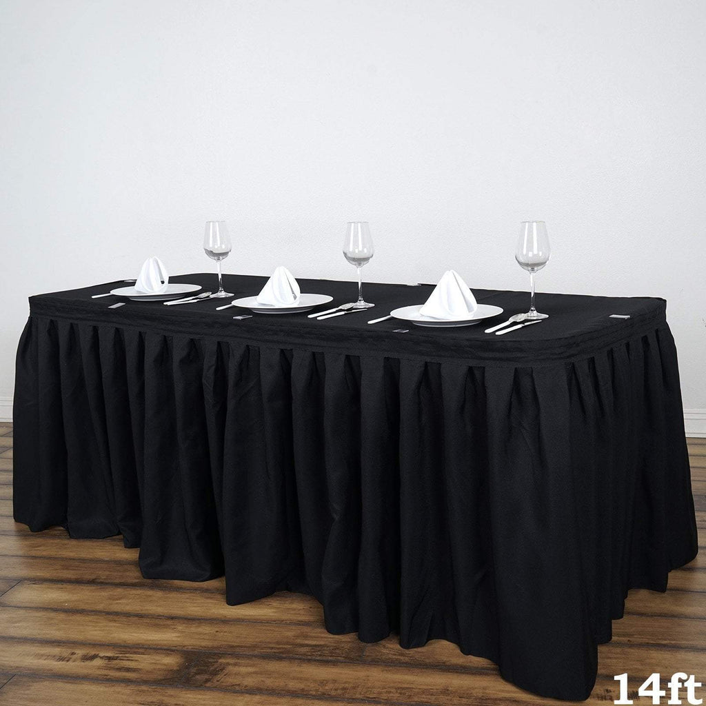 14 feet x 29" Black Polyester Banquet Table Skirt