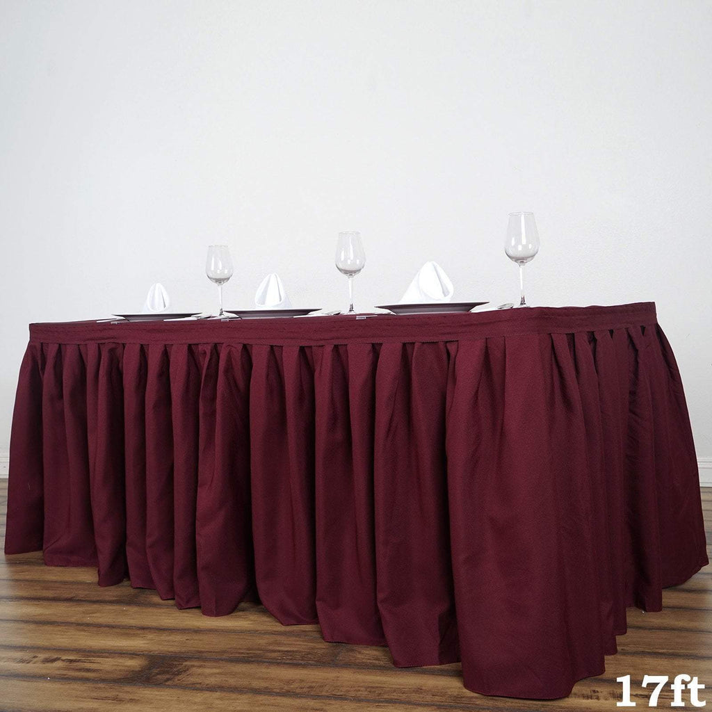 17 feet x 29" Burgundy Polyester Banquet Table Skirt