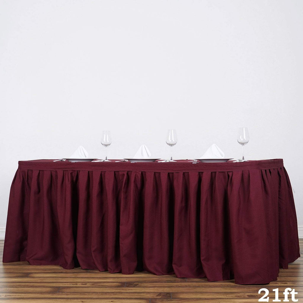 21 feet x 29" Burgundy Polyester Banquet Table Skirt