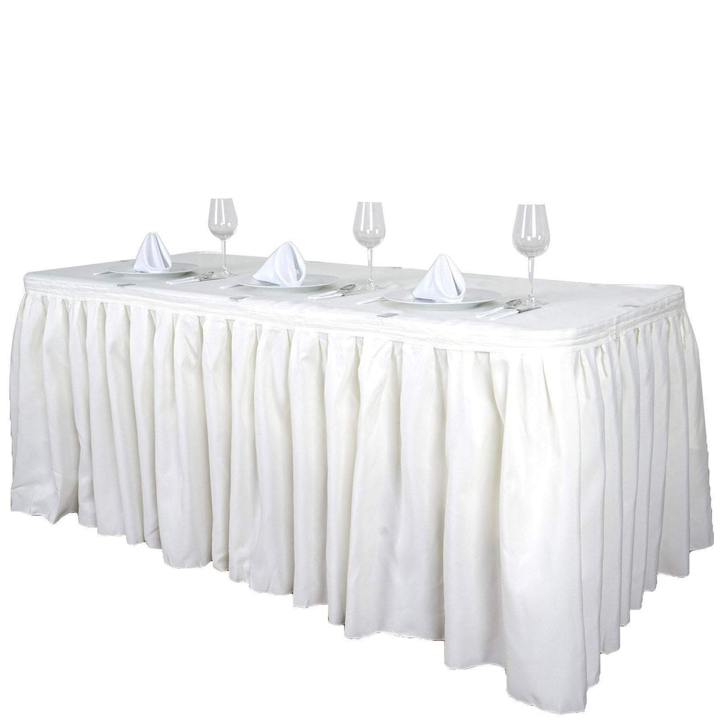 14 feet x 29" Ivory Polyester Banquet Table Skirt
