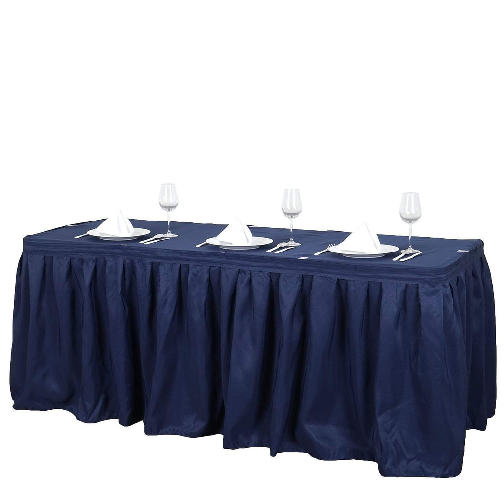17 feet x 29" Navy Blue Polyester Banquet Table Skirt