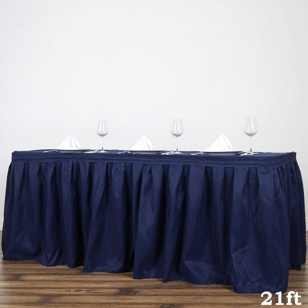 21 feet x 29" Navy Blue Polyester Banquet Table Skirt