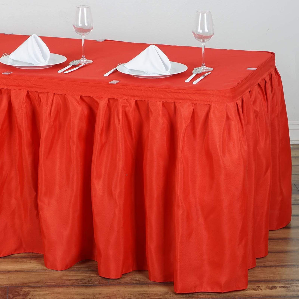 17 feet x 29" Red Polyester Banquet Table Skirt