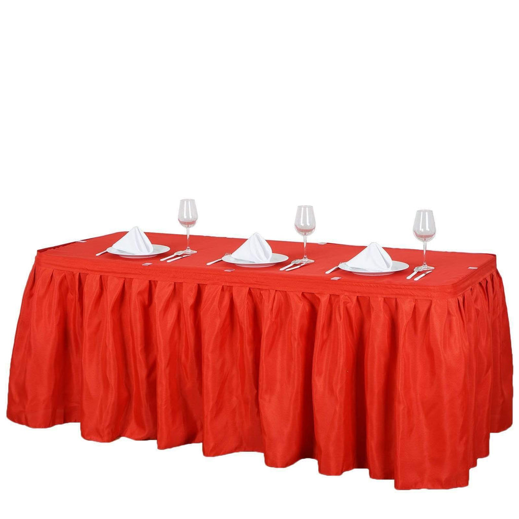 17 feet x 29" Red Polyester Banquet Table Skirt