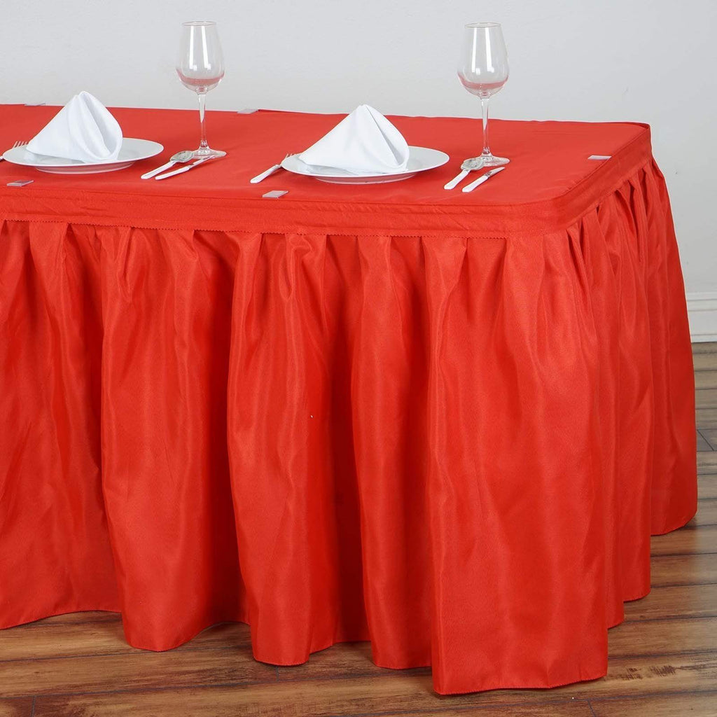 21 feet x 29" Red Polyester Banquet Table Skirt