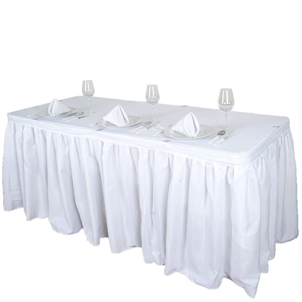 21 feet x 29" White Polyester Banquet Table Skirt