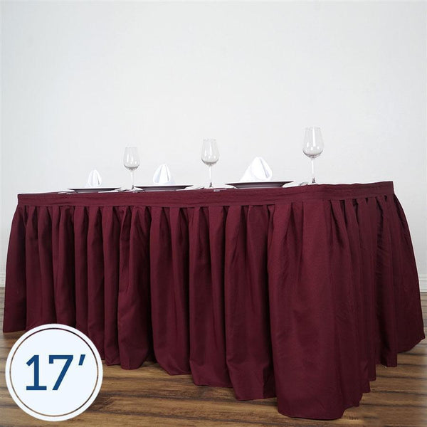 17 feet x 29" Burgundy Polyester Banquet Table Skirt