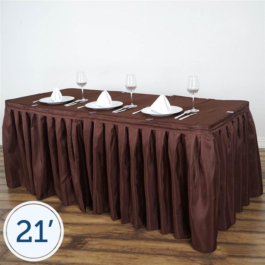21 feet x 29" Chocolate Brown Polyester Banquet Table Skirt