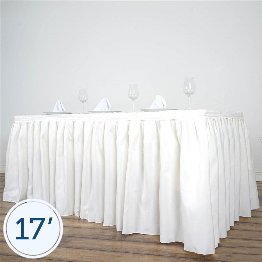 17 feet x 29" Ivory Polyester Banquet Table Skirt