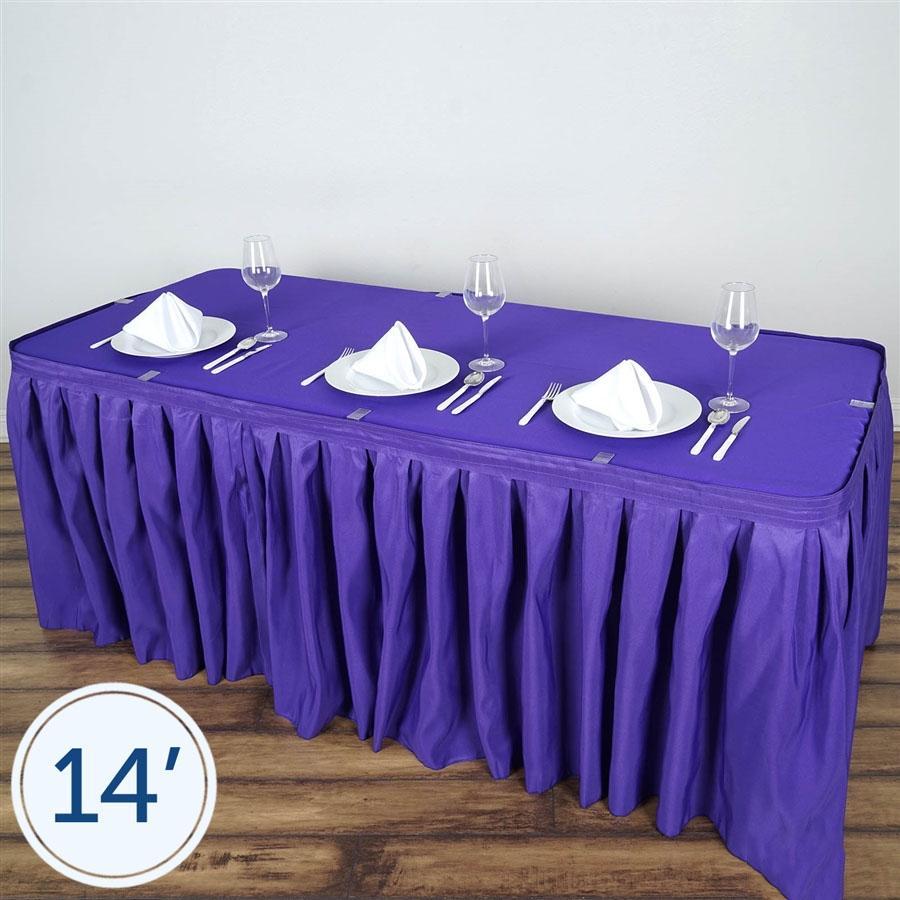 14 feet x 29" Purple Polyester Banquet Table Skirt