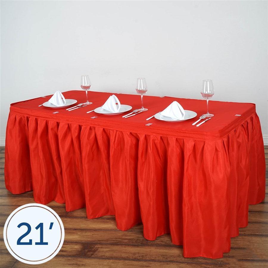 21 feet x 29" Red Polyester Banquet Table Skirt