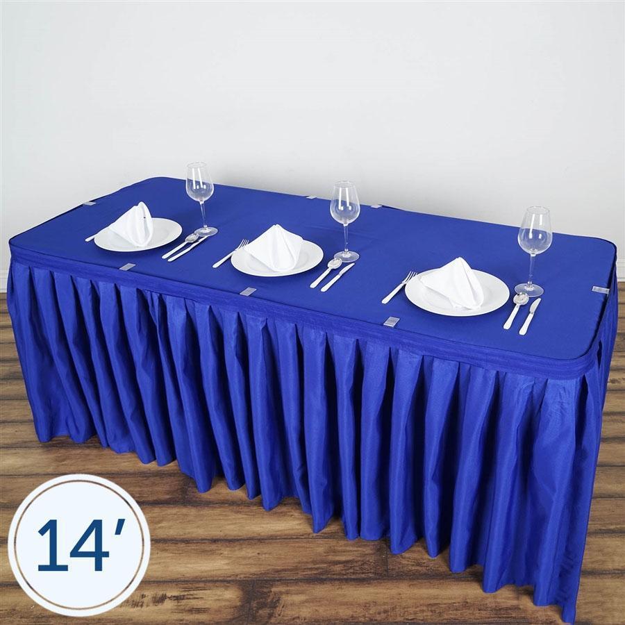14 feet x 29" Royal Blue Polyester Banquet Table Skirt