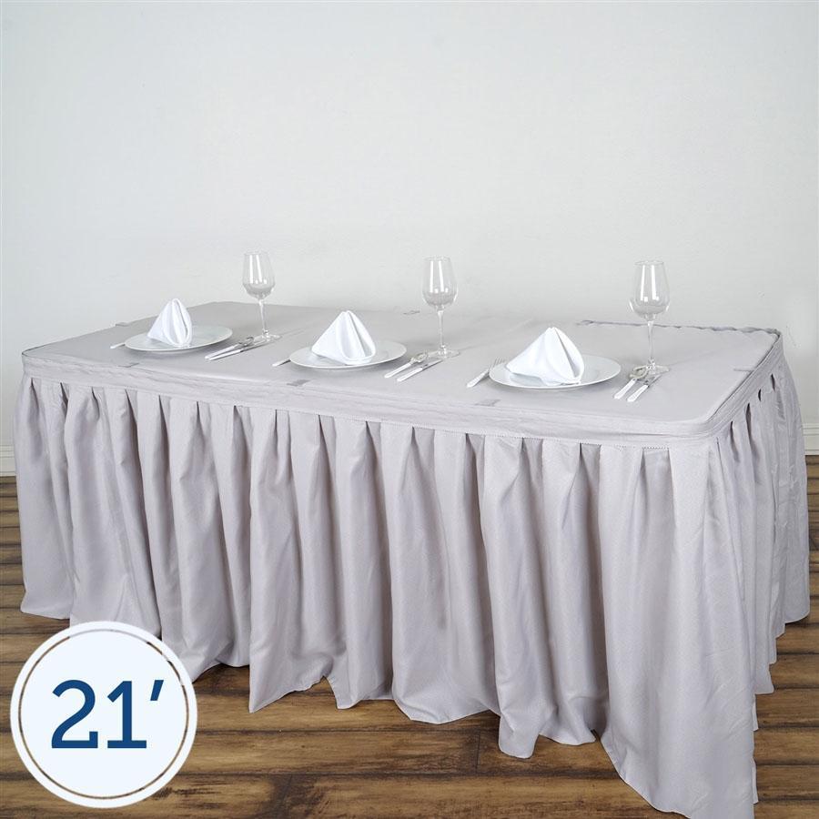 21 feet x 29" Silver Polyester Banquet Table Skirt