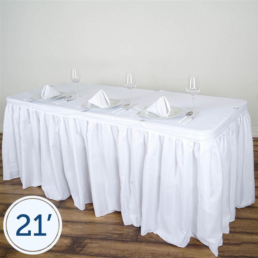 21 feet x 29" White Polyester Banquet Table Skirt