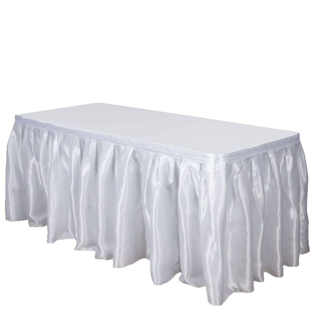 14 feet x 29" White Satin Banquet Table Skirt