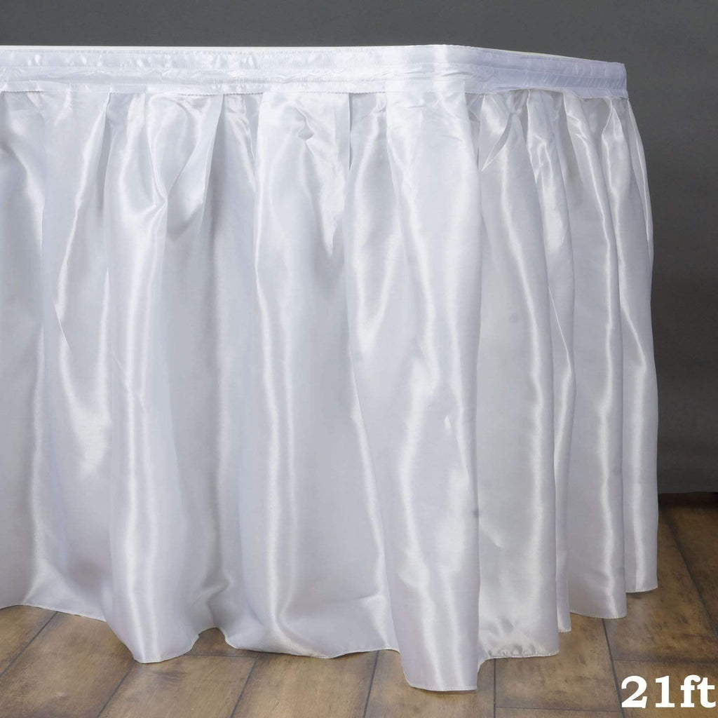 21 feet x 29" White Satin Banquet Table Skirt