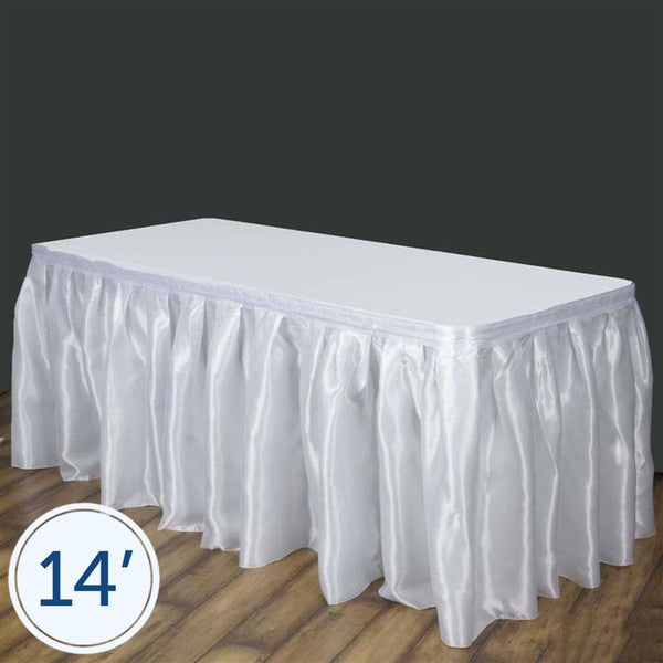 14 feet x 29" White Satin Banquet Table Skirt
