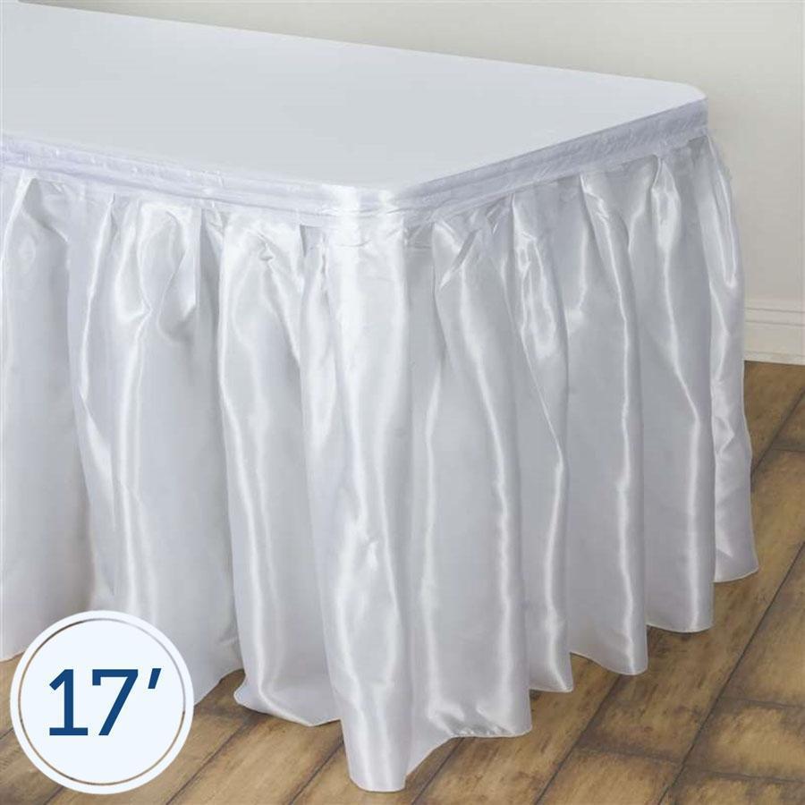 17 feet x 29" White Satin Banquet Table Skirt
